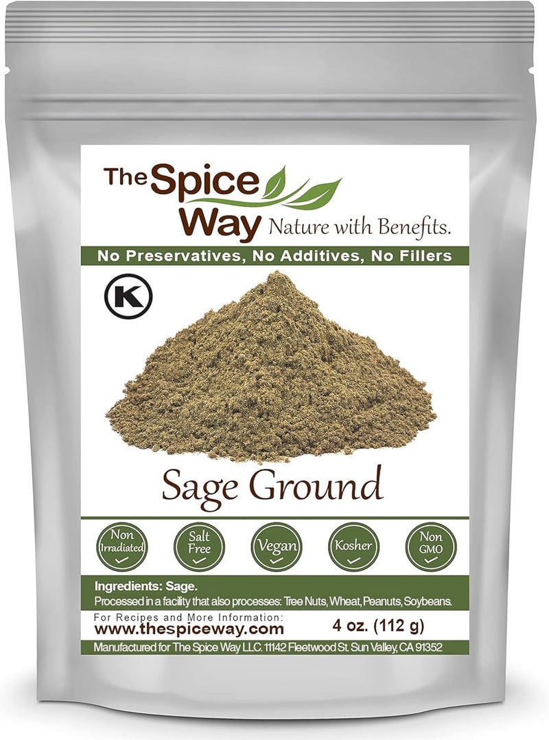 The Spice Way Ground Sage - 4 oz (112 g) - Vegan, Kosher, Non-GMO - Image 1